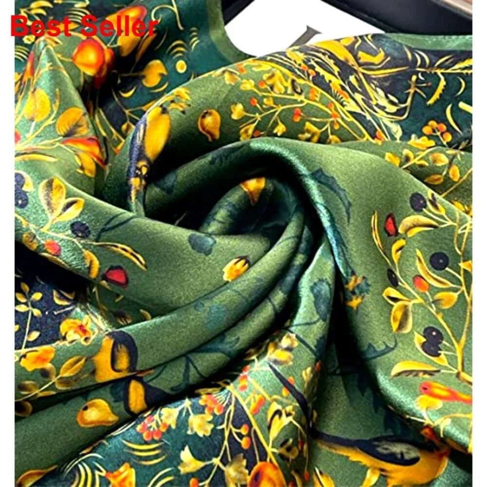 100% Mulberry Silk Square Scarf for Hair, 25.6